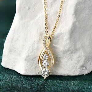 Necklace Infinity-Inspired Twist Pendant with a Cascade of Round-Cut Stones